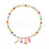 Acrylic Charm Necklace with Round Beaded Chains for Women NJEW-JN04165-2