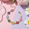 Sunflower Zinc Alloy Enamel Link Bracelets for Women BJEW-JB10246-2