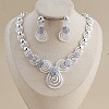Vortex Alloy Crystal Rhinestone Pendant Necklaces & Stud Dangle Earrings Sets FS-WG0FB06-01-1