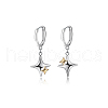 S925 Sterling Silver Two Tone Star Hoop Earrings XJ7248-6
