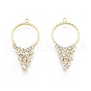 Brass Micro Pave Clear Cubic Zirconia Pendants KK-C006-15G-2