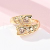 Brass Micro Pave Clear Cubic Zirconia Cuff Rings for Women RJEW-U047-19G-2
