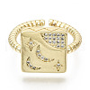 Brass Micro Pave Clear Cubic Zirconia Cuff Rings RJEW-S045-026G-NR-3