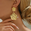 Elegant Stainless Steel Sunflower Dangle Stud Earrings QQ3962-2