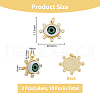 DICOSMETIC 10Pcs 5 Colors Brass Micro Pave Clear Cubic Zirconia Pendants ZIRC-DC0001-21-2