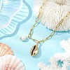 Natural Freshwater Pearl & Electroplated Shell Pendant Necklaces NJEW-JN05105-2