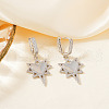 Brass Clear Cubic Zirconia Star with Heart Hoop Earrings LS5969-1-2