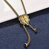 304 Stainless Steel Crystal Rhinestone Clover Lariat Necklaces NJEW-V001-07G-1