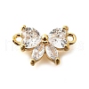 Brass Clear Cubic Zirconia Connector Charms KK-U065-04C-G-1