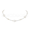 Heart Star Glass Seed Beads & Natural Cultured Freshwater Pearl & Shell Beaded Necklaces NJEW-TA00172-1