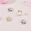 HOBBIESAY 4Pcs 2 Colors Unicorn Colorful Rhinestone Open Cuff Rings Set RJEW-HY0001-01-5