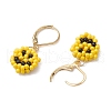 Smiling Face 304 Stainless Steel Glass Seed Beads Leverback Earrings EJEW-MZ00423-4