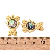 304 Stainless Steel Pave Natural Paua Shell Pendants STAS-U061-15G-B-3