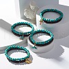 Natural Coconut & Synthetic Turquoise(Dyed) Beads Stretch Bracelets Set BJEW-JB07168-2