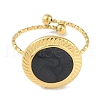 Ion Plating(IP) 304 Stainless Steel Enamel Flat Round Open Cuff Rings for Women RJEW-L107-077B-G-2