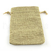 Polyester Imitation Burlap Packing Pouches Drawstring Bags X-ABAG-R005-18x13-01-1