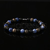 Natural Blue Veined Stone Black Agate Cylinder Men's Bracelets MW6661-3