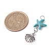 Starfish/Sea Stars Dyed Synthetic Turquoise & Alloy Shell Shape Pendants PALLOY-JF03957-01-5