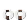 Opaque Resin & Walnut Wood Pendants X-RESI-T035-23-2