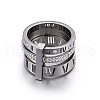 Roman Numerals 304 Stainless Steel & Crystal Rhinestone Finger Rings FS-WGD9A22-49-2
