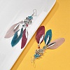 Flower & Feather Alloy Chandelier Earrings EJEW-G426-04AS-2