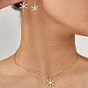 Elegant Brass Micro Pave Clear Cubic Zirconia Snowflake Hoop Earrings & Pendant Necklaces for Women ET8021-1-2