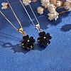 Natural Black Onyx Clover Pendant Necklace JN1077B-2