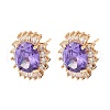 Oval Brass Micro Pave Cubic Zirconia Stud Earrings for Women EJEW-G428-27G-03-4