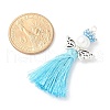 Glass Pearl Round Beaded with Polycotton Tassel Big Pendants PALLOY-MZ00612-02-4