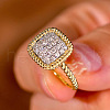 Brass Micro Pave Cubic Zirconia Finger Rings for Women FS-WG378B2-01-5