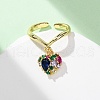 Brass Micro Pave Cubic Zirconia Open Cuff Rings for Women RJEW-U057-22B-G-2