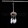Woven Web/Net with Feather Pendant Decorations HJEW-I013-02-5