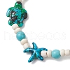 5Pcs Starfish & Turtle Synthetic Turquoise Dyed Beads Stretch Bracelets for Women BJEW-JB11920-6