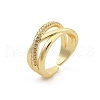 Rack Plating Brass Micro Pave Clear Cubic Zirconia Cuff Rings RJEW-M028-111G-5