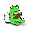 Frog with Book Enamel Pin JEWB-G013-F01-1
