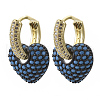 Brass Micro Pave Clear Cubic Zirconia Dangle Huggie Hoop Earrings KK-R137-018-NF-4