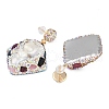 Mother's Day Jewellery Rack Plating Rhombus Brass With Natural Tourmaline & Natural Pearl Handmade Indonesia Stud Earrings EJEW-U010-03B-G-2