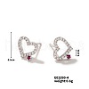 Shiny Romantic Hollow Diamond Heart Stud Earrings Fashionable French Style Jewelry CA8277-1