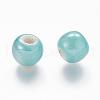 Pearlized Aquamarine Handmade Porcelain Round Beads X-PORC-D001-10mm-03-2