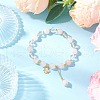 Natural Quartz Crystal & Rose Quartz Round Beaded Stretch Bracelets BJEW-JB11935-02-1