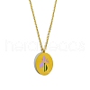 Birth Month Flower Style Stainless Steel Oval Pendant Necklace PW-WG38206-02-1