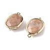 Natural Sunstone Faceted Oval Connector Charms G-H323-02G-11-2