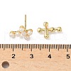 Cross Brass Stud Earrings EJEW-A132-01G-5