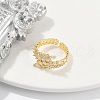 Rack Plating Brass Micro Pave Clear Cubic Zirconia Cuff Rings for Women RJEW-M028-56G-4