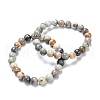 Natural Polychrome Jasper/Picasso Stone/Picasso Jasper Stretch Beaded Bracelets G-A185-01C-2