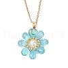 Glass & Glass Pearl Beads Pendants Necklaces for Women NJEW-MZ00106-3