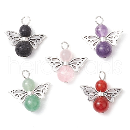10Pcs 5 Colors Gems Angel Pendants PALLOY-JF03186-02-S-1