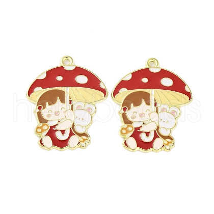 Golden Plated Alloy Enamel Pendants ENAM-Z017-09G-05-1