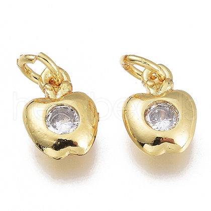 Brass Micro Pave Clear Cubic Zirconia Charms KK-M206-47G-1