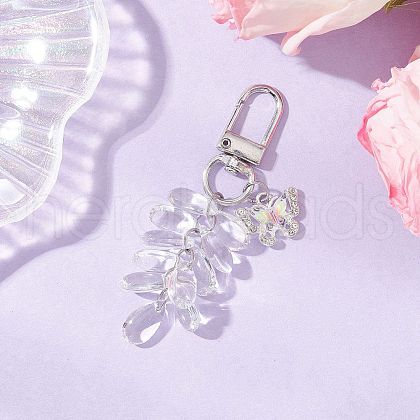 Glass Teardrop Pendant Decorations HJEW-JM03254-1